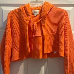 Urban outfitters CROPPED open orange sweater!!! So fun!